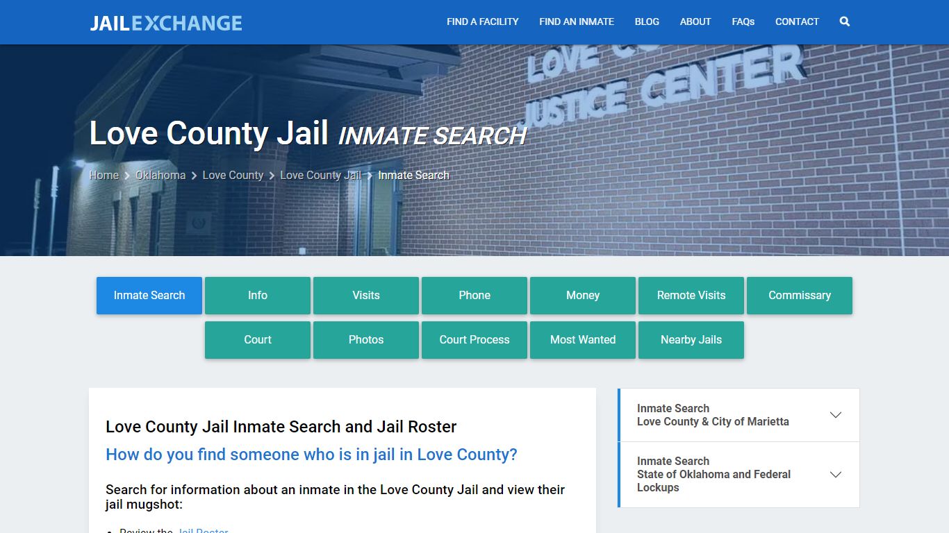 Inmate Search: Roster & Mugshots - Love County Jail, OK